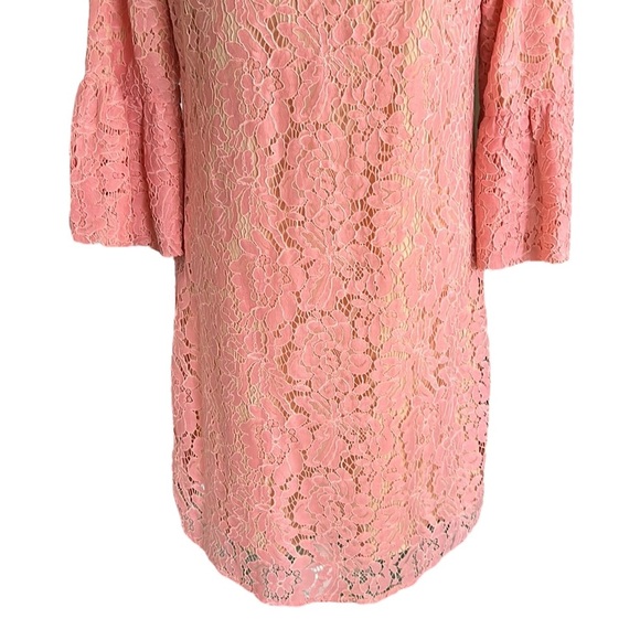 NWT JB by Julie Brown Pink Lace 3/4 Ruffle Bell Sleeve Shift Mini Dress - M - Picture 3 of 12
